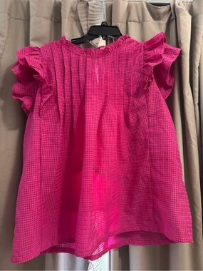 Women' Pink Ruffle Sleeve Top